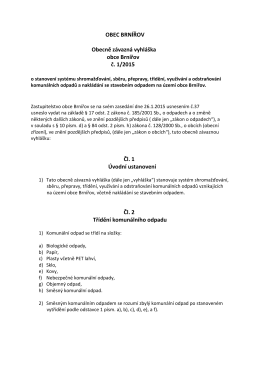 Obecně závazná vyhláška č. 1/2015 o stanovení systému