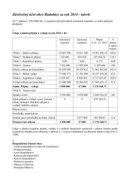 Závěrečný účet obce Rudoltice za rok 2014 - návrh