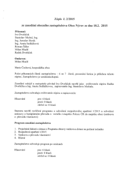 Zápis č. 2/2015 ze zasedání Obecního zastupitelstva Obce Nýrov ze