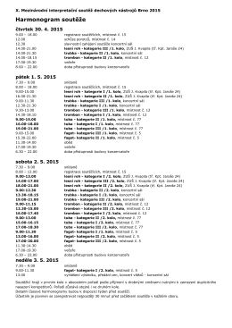 Časový harmonogram soutěže JUNIOR 2011 – Kategorie A sobota 30