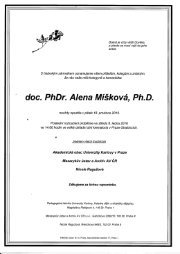 doc` PhDr. Alena MÍškoVá, Ph.D.
