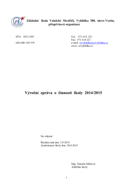 Výroční zpráva o činnosti školy 2014/2015