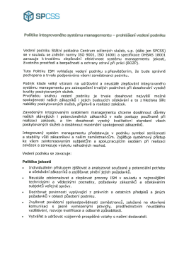 Politika integrovaného systému managementu – ISM (soubor PDF)