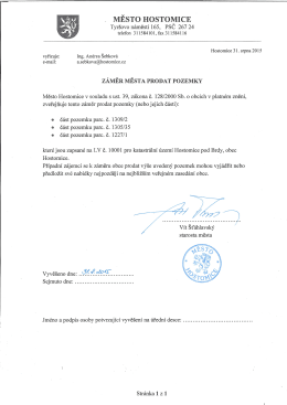 MĚSTO HOSTOMICE Tyr&scaron;ovo n&aacute;měst&iacute; 165, PSČ 267 24