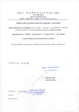 Záměr obce prodat nem.majetek poz.189