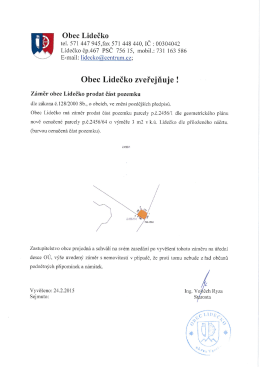 Záměr obce Lidečko prodat část pozemku