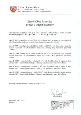 Záměr prodat a směnit pozemky p.č. 961/3, část p.č