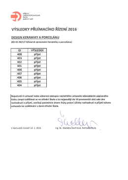 Vysledky prijimaciho rizeni_design keramiky a porcelanu