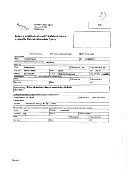 Ž&aacute;dost o přidělen&iacute; neinvestičn&iacute; &uacute;čelov&eacute; dotace z rozpočtu