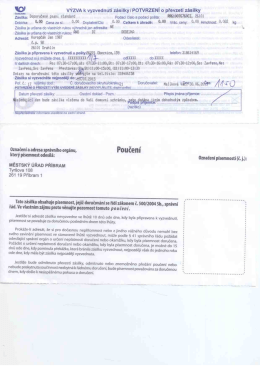U` VÝZVA k vyzvednutí zásilkylPOTVRZENÍ o převzetí zásilky