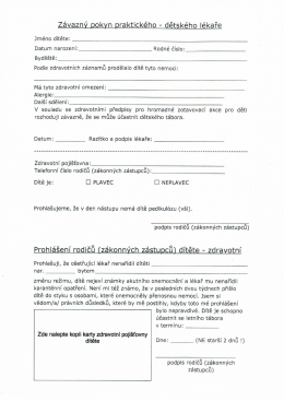 Závazný pokyn praktického lékaře (lekar)