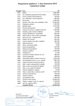 Rozpočtové opatření č. 1 obce Kamenice 2015 rozpočtové výdaje