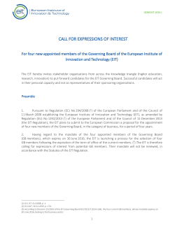 CALL FOR EXPRESSIONS OF INTEREST - EIT