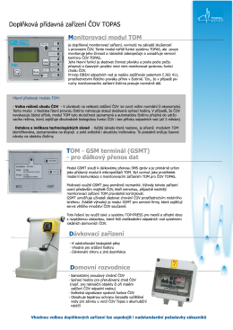 Doplňková přídavná zařízení ČOV TOPAS