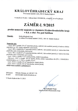 Záměr č. 9/2015 - prodat nemovitosti v k.ú. Pec pod Sněžkou
