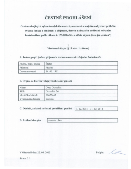 Čestn&eacute; prohl&aacute;&scaron;en&iacute; &Scaron;. Pňaček 2014