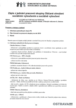 Zápis z jednání pracovní skupiny Občané ohroženi