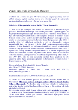 Diecézní pouť do Slavonic 6.6.2015 a nabídka farnostem pro konání