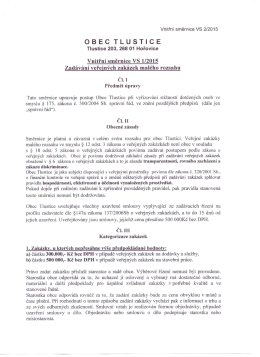 Vnitřn&iacute; směrnice č. 1/2015 o zad&aacute;v&aacute;n&iacute; veřejn&yacute;ch zak&aacute;zek mal&eacute;ho