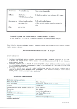 Veřejná zakázka - Revitalizace místní komunikace - III
