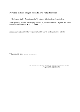 Potvrzen&iacute; žadatele 0 n&aacute;jem Obecn&iacute;ho bytu v Obc&iacute; Prosenice
