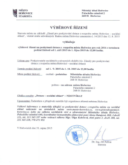 Výběrové řízení-dotace na sociální oblast 2016