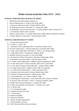 Školní seznam maturitní četby 2015 – 2016