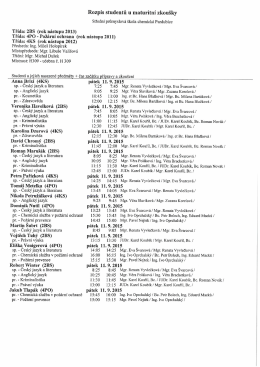 Rozpis ústní části maturitní zkoušky tříd 2BS, 4PO a 4KS.