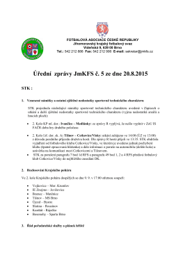 Úřední zprávy JmKFS č. 5 ze dne 20.8.2015