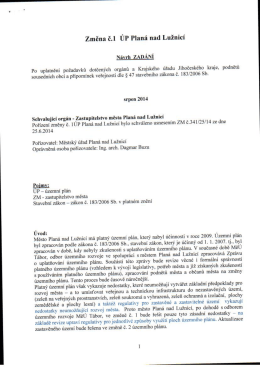 Změna č.1 &Uacute;P Plan&aacute; nad Lužnic&iacute;