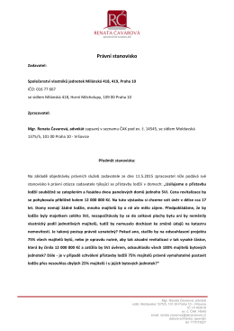 Právní stanovisko - Sdružení vlastníků jednotek Milánská 415–417