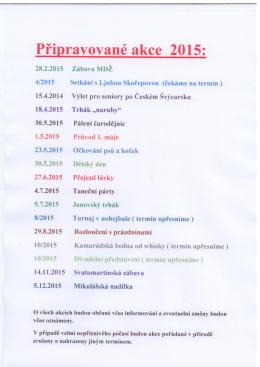 Připravované akce 2015: