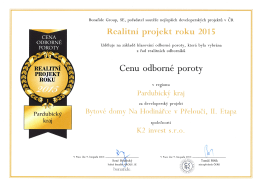1. místo Realitní projekt roku 2015 - cena odborné