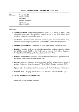 Zápis jednání Výboru ČVK Brno ze dne 19. listopadu 2015