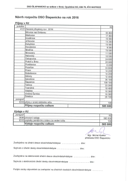 Návrh rozpočtu DSO Šlapanicko narok 2016