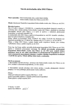 Návrh závěrečného účtu DSO Úhlava za rok 2014