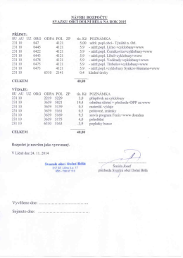 NÁVRH ROZPOČTU SVAZKU OBCI` DOLNI` BE` LA` NA ROK 2015