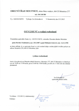OBECN&Iacute; &Uacute;ŘAD MOUTNICE, Okres Brno
