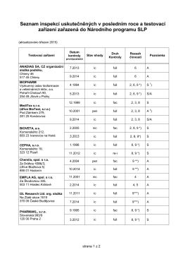 Seznam testovacích zařízení zařazených do Národního programu SLP