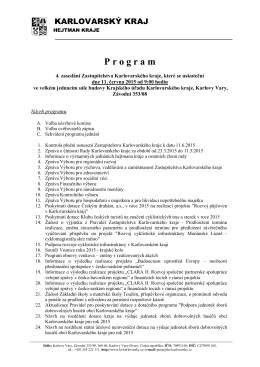 Program na zasedání Zastupitelstva Karlovarského kraje 11.6.2015