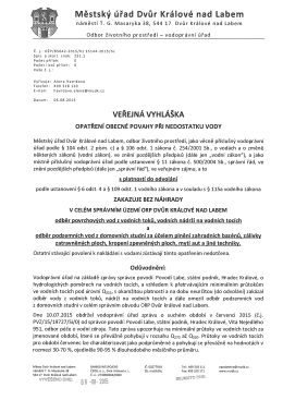 Opatření obecné povahy při nedostatku vody