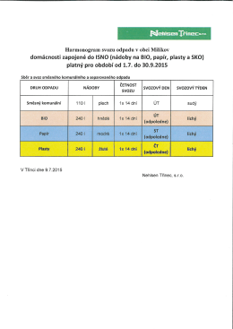 domácnosti zapojené do ISNO (nádoby na BIO, papír