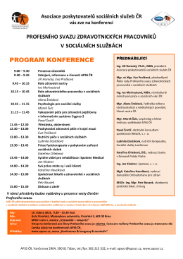 Program konference - Asociace poskytovatelů sociálních služeb