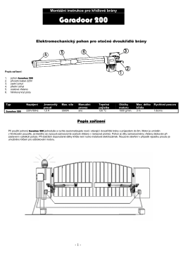 Montážní instrukce pro křídlovou bránu