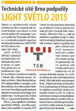 Archivn&iacute; čl&aacute;nek č&iacute;slo 10/2015 - TSB: Technick&eacute; s&iacute;tě Brno, as