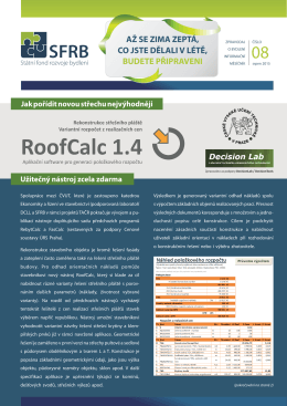 RoofCalc 1.4 - Státní fond rozvoje bydlení