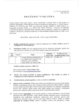Dražební vyhláška – dražba movitých věcí