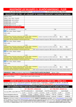 Registrační list pro delegáty