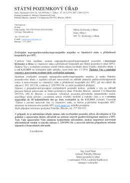 ST&Aacute;TN&Iacute; POZEMKOV&Yacute; &Uacute;ŘAD - Město Klobouky u Brna