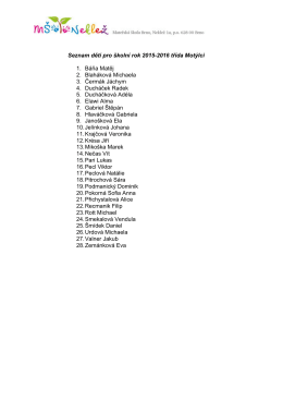 Seznam dětí pro školní rok 2015-2016 třída Motýlci 1. Báňa Matěj 2